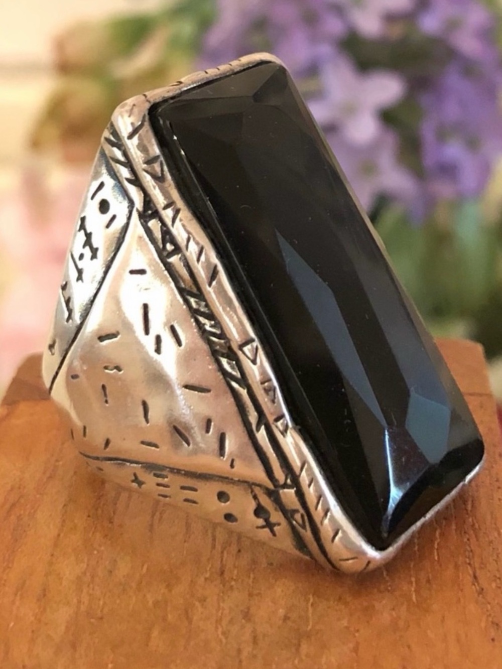 Silpada Sterling Silver and Onyx “Black Tie” Ring Size 8